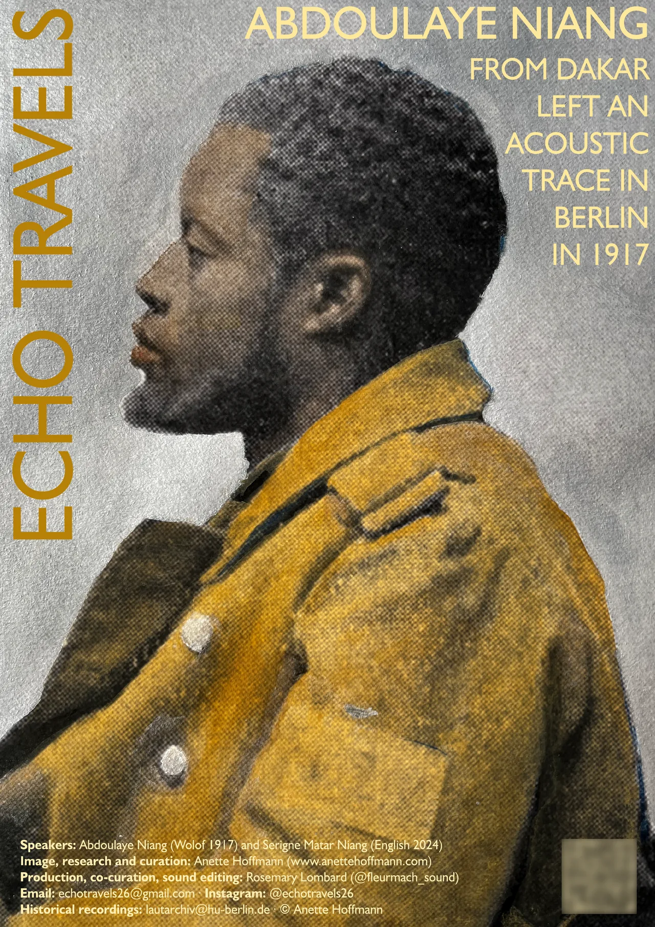 Echo Travels poster featuring Abdoulaye Niang in profile.